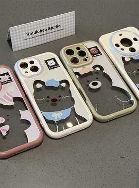 抹茶绿南瓜熊新款适用苹果16Promax手机壳iPhone17Pro12小米15华为mate70K80P60荣耀300iQOO13Reno14vivox200