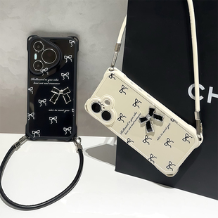 ins蝴蝶结挂绳新款 适用苹果16pro手机壳iphone15max小米14华为mate70pura80k60opporeno12荣耀400x200note13