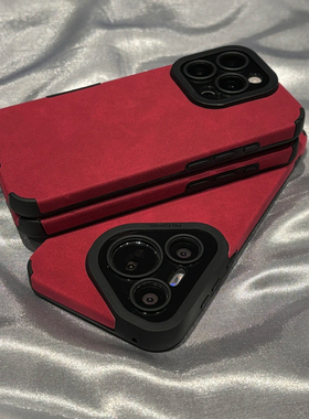 秋冬高级翻毛皮安可拉红适用苹果16promax手机壳iphone15pro12华为mate60p70小米14k80reno11荣耀x200nova13