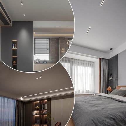 格栅灯嵌入式Led线条灯防眩光聚光灯五头10个家庭客厅走廊背景无