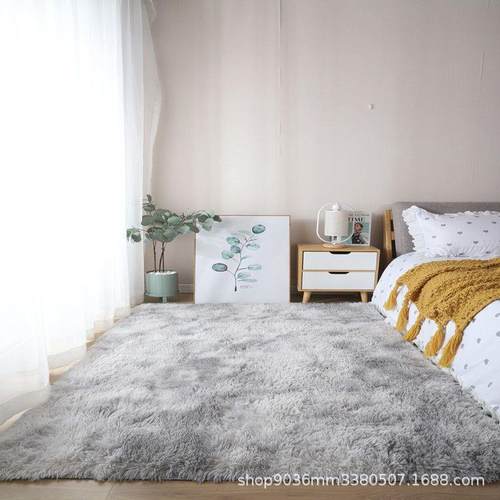 加厚地毯扎染丝毛地毯客厅茶几垫床边长毛水洗满铺卧室地毯北欧