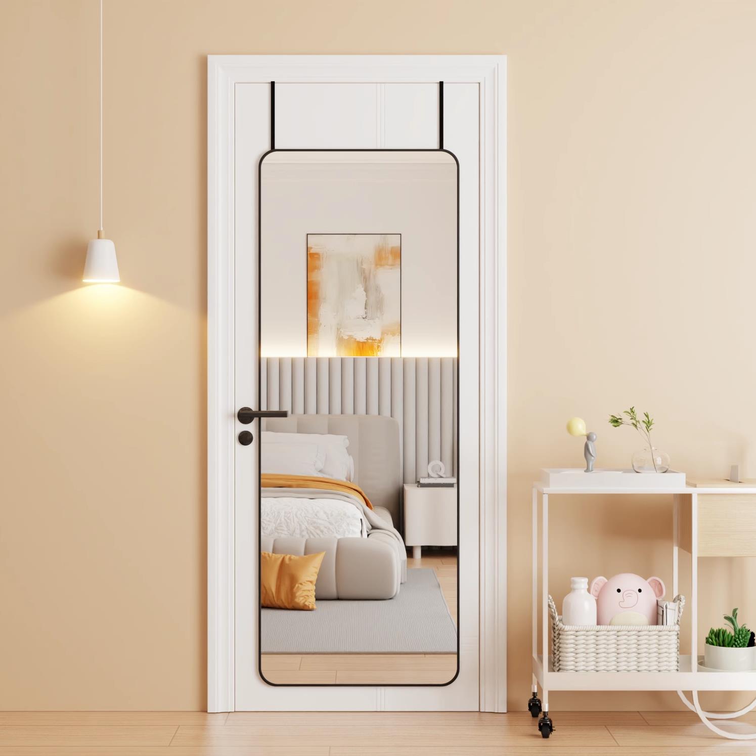 全身镜门后挂墙挂门自粘壁挂式卧室宿舍简约全身镜家用试衣玻璃镜