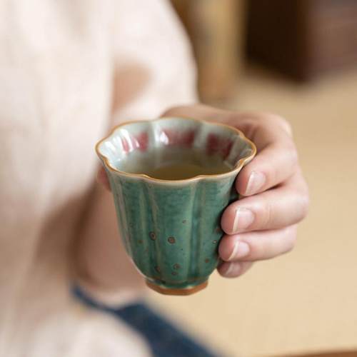 钧瓷主人杯巨划算窑变松木绿单个泡茶杯陶瓷品茗杯功夫男女士茶具