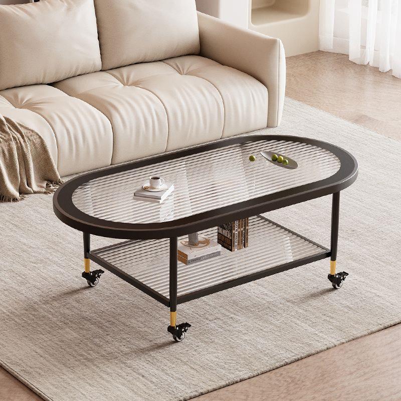 现代简约客厅小户型移动中古茶几玻璃意式新款网红设计师高级感桌