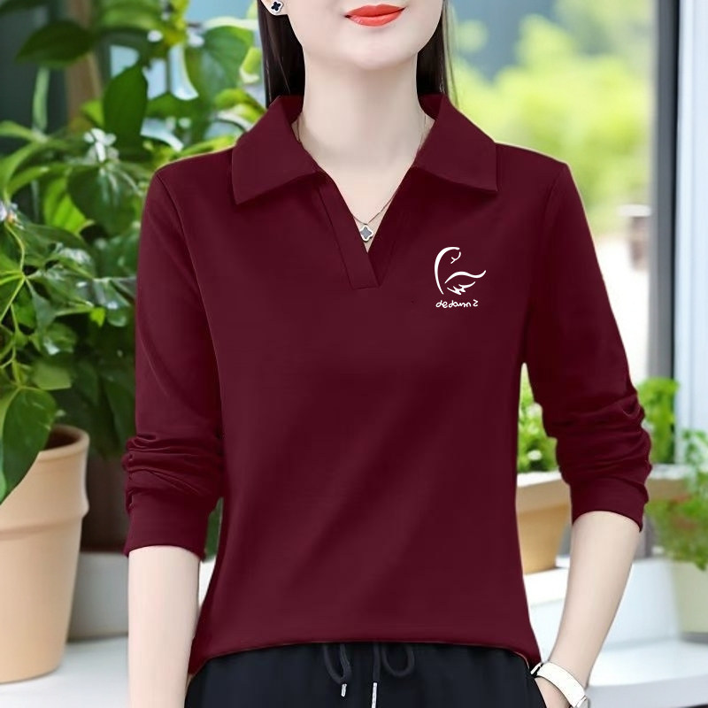 长袖t恤女士韩版创意翻领棉质上大码内搭
