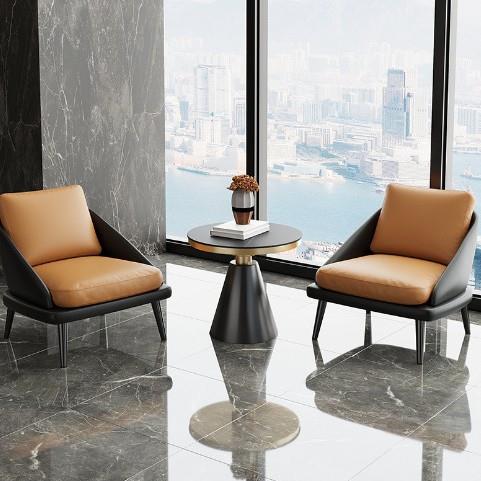 轻奢沙发椅商务会客售楼处接待椅咖啡厅休闲单椅洽谈沙发桌椅组合