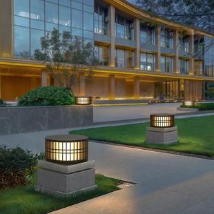 太阳能柱头灯围墙灯新中式庭院灯户外柱子灯圆形门柱灯大门灯