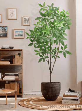 仿真绿植高摆端轻奢发财树内室客厅装饰生件假盆78636栽造景假花