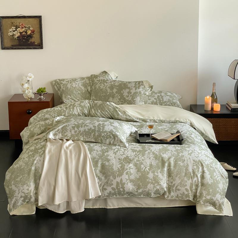 秋冬加超细旦长绒棉田747磨毛四件套小清厚新碎花园被套床单床上