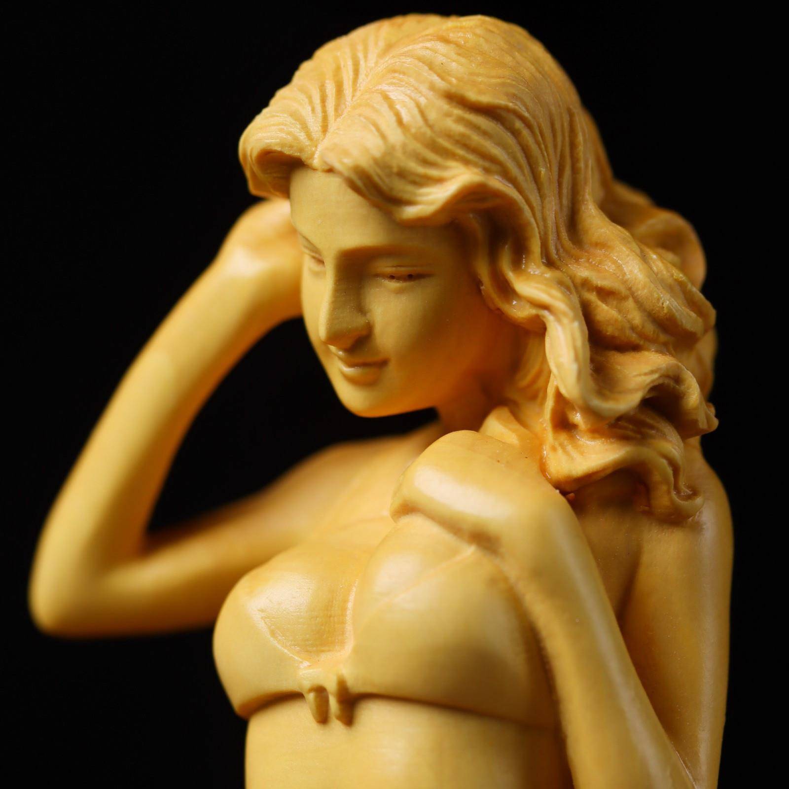 753厂家直供黄杨木雕女刻人体美意艺术女摆件神汽车摆件创家居摆