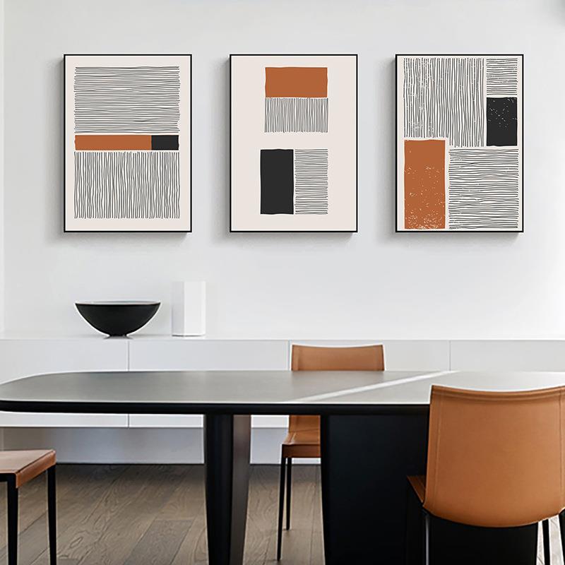 布线现代抽象客厅装饰画白色色风线条壁画走廊卧IDI室黑大幅挂画