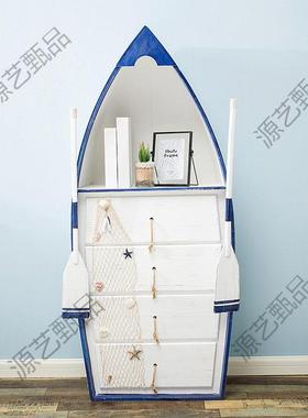 地船海柜客厅装饰品摆件海洋风型船61545收纳柜家居装中饰木质摆