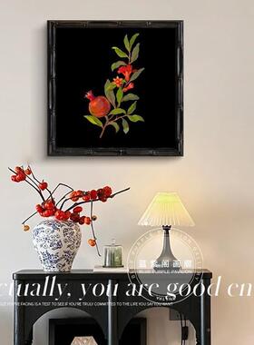 新中式装饰客中古风画图绿色竹子花卉艺厅术小挂画玄关过道CAC免