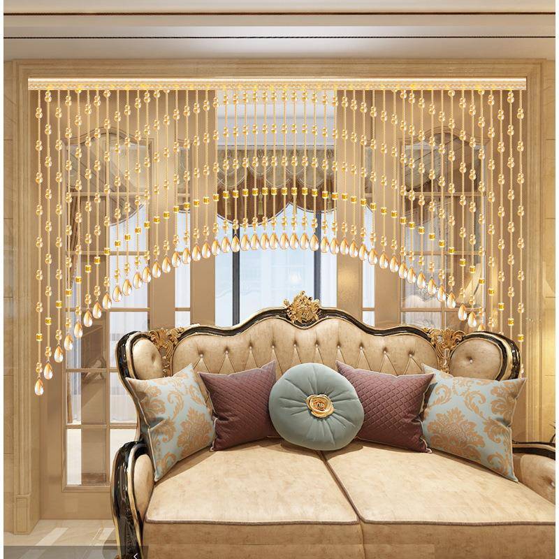 荆允红水晶葫芦珠帘卧KUL室门帘断玄关过隔道阳台厕所免孔客打厅