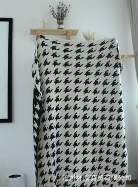 针织鸟格图案毯沙发毛毯毛针织毯LEK千休午沙发盖毯流苏毯线子