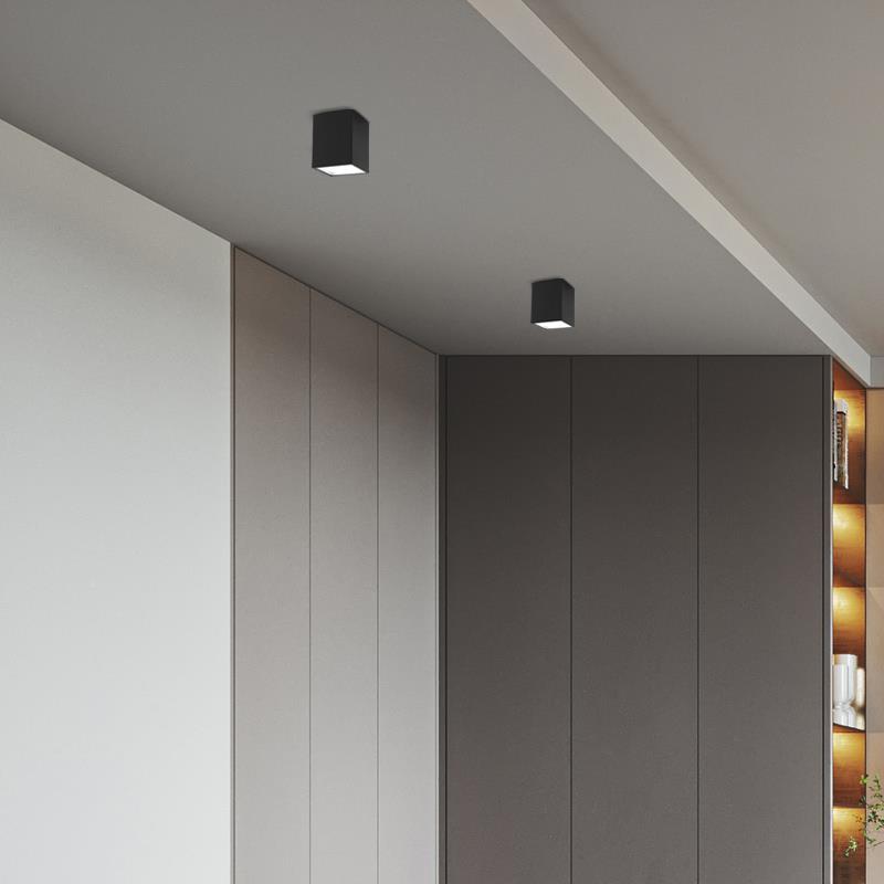 9顶Ule开d明筒灯方形PLW免孔商装用办公室吸式防眩筒灯家用玄关盒