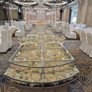 婚庆舞道具新大款圆形舞台水晶台玻璃T台HXZ婚礼秀台走灯丝星光道