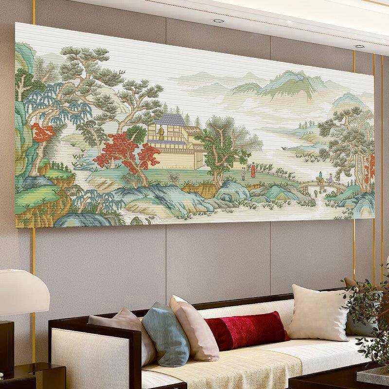 线溪谷琴音会十字绣2024045新款绣友客厅卧室国新中式中国风景山