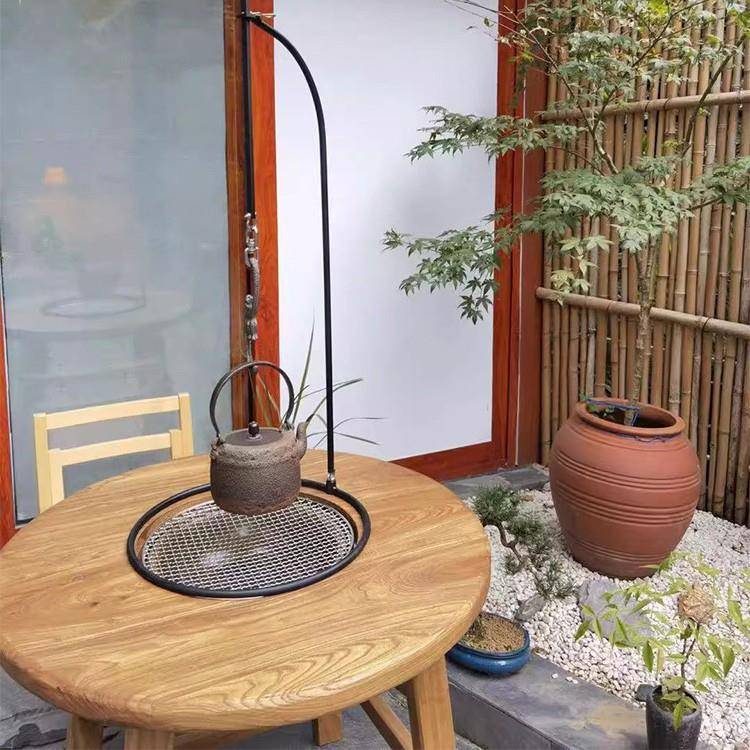 吊铁壶挂钩架24171子可伸缩落铁艺烧水壶吊架自在鹿角汤钩地围炉