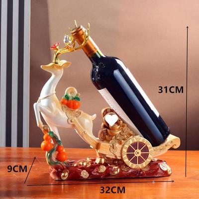 红酒架件福禄寿鹿创意高居档客柜厅家534玄关餐边电视摆柜酒装饰