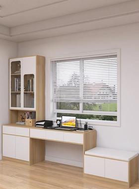 MTC实柜木飘窗书桌书一体靠墙带卡座柜小户型物阳台收纳飘窗改造