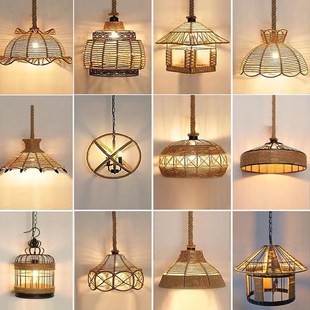 麻绳吊灯复古工业风店铺灯创意个性 绳子灯酒店过道铁艺餐厅民宿灯