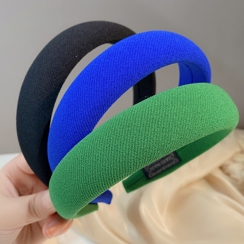 韩国简约外戴时尚甜美洗脸发夹格纹布艺宽边海绵加厚发箍女发饰品