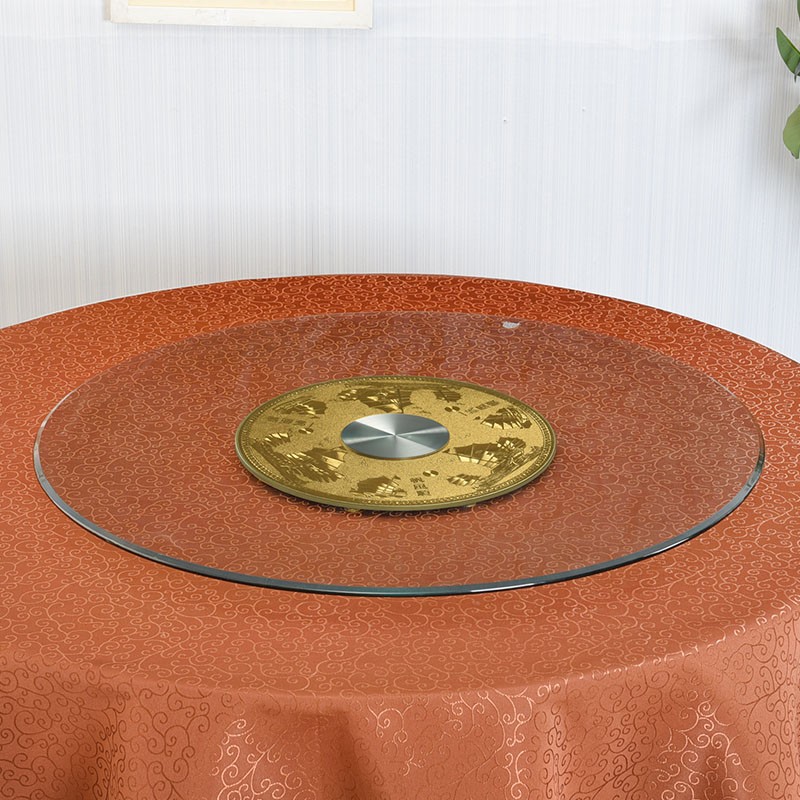 钢化玻璃圆桌面带转盘酒店餐桌圆盘餐厅饭桌旋转台面圆桌转盘家用