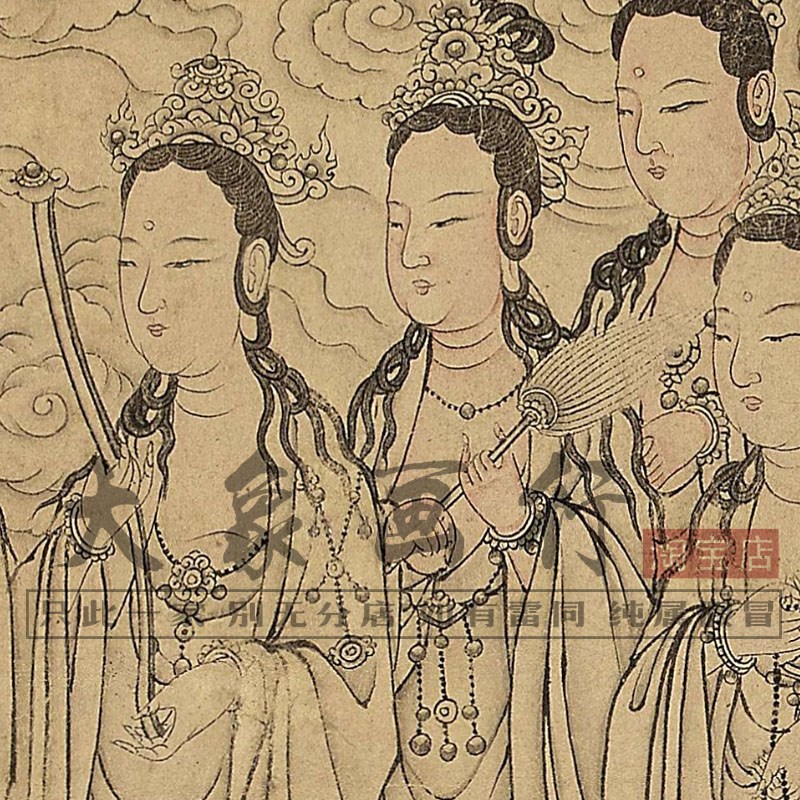 李公麟华严经变图卷传统人物画临摹范本中式装饰画艺术绢布画心图片