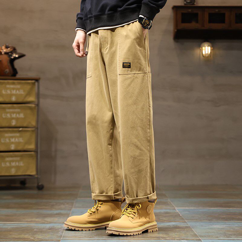 加绒加厚裤子男冬季保暖纯棉工装休闲裤男士胖子加肥加大大码男装