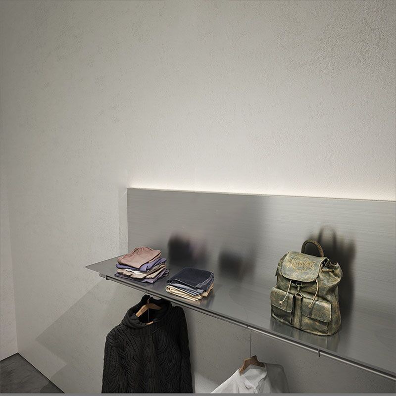 服装店展示架上墙不锈钢银色货架鞋包置物衣帽架陈列侧挂衣服架子