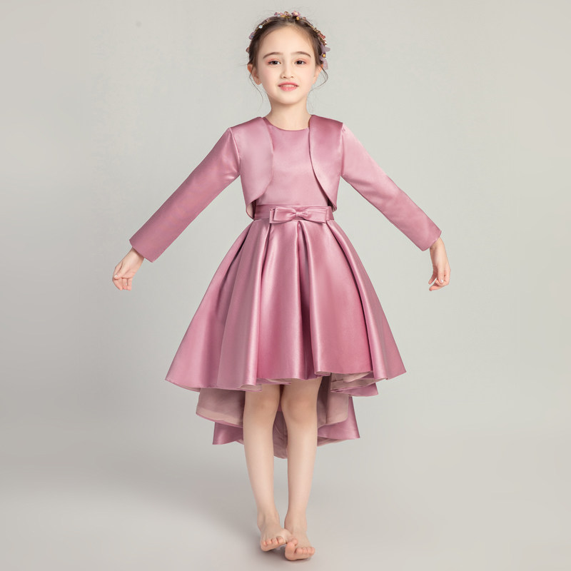 儿童公主裙女童晚礼服长袖小女孩花童主持人钢琴演出服结婚洋气秋