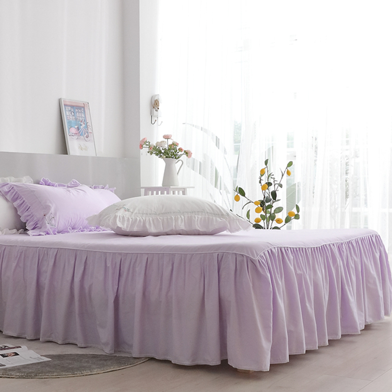 紫色系四件套春秋床裙2021年新款纯棉全棉四季通用床上被套公主风