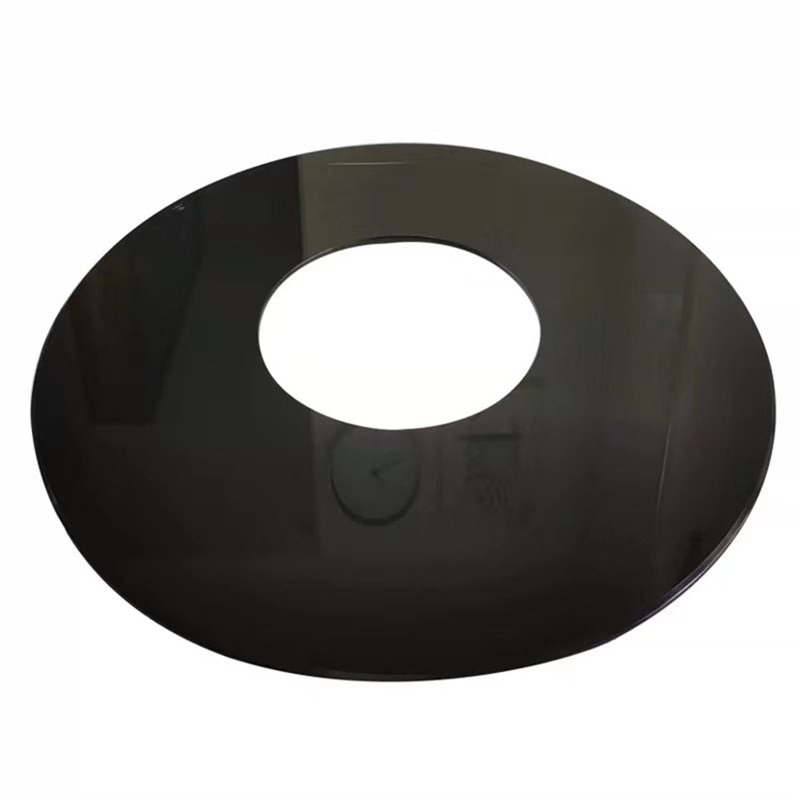 黑色烤漆火锅店酒店餐桌空心钢化玻璃转盘饭店圆桌电磁炉中间挖孔