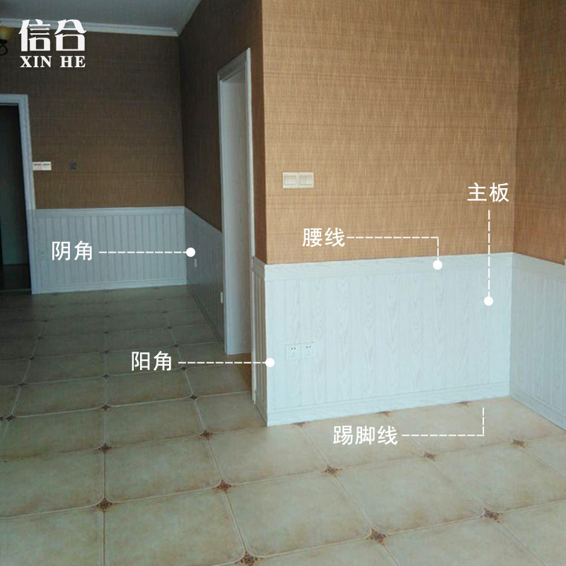 幼儿园护墙板白色pvc欧式墙裙木塑墙围防水防潮生态木集成装饰板