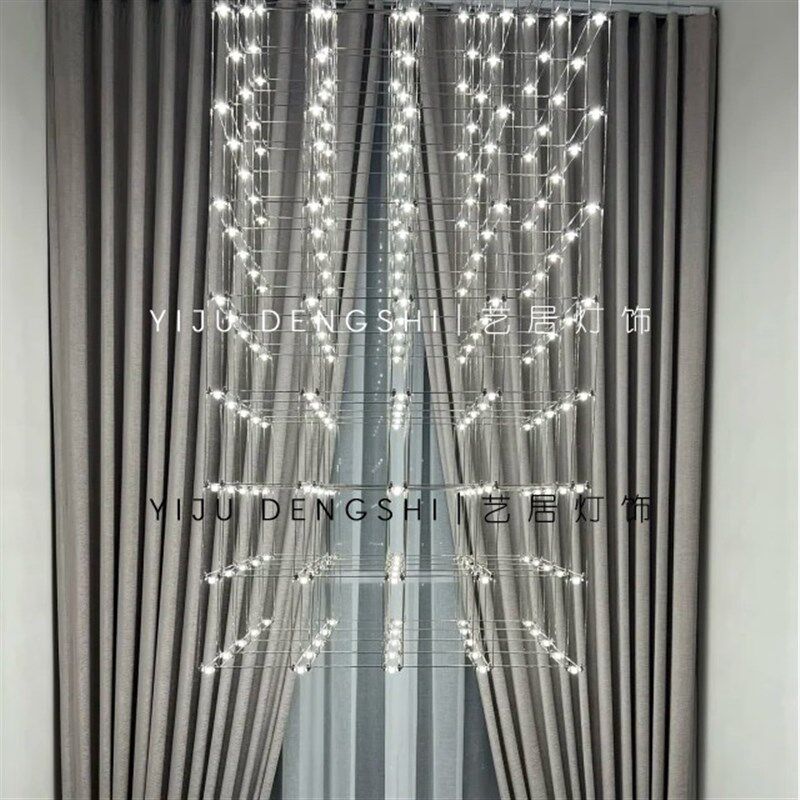 别墅客厅楼梯间吊灯满天星复式楼loft复式挑空挑高公寓楼梯长吊灯