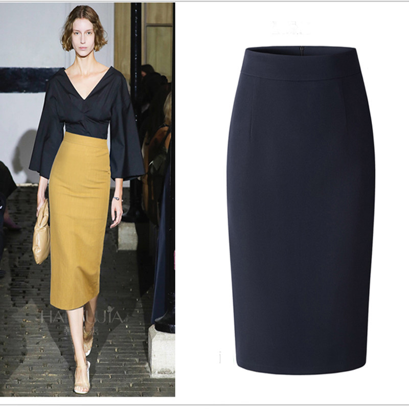 春2021新款夏半身裙包臀一步裙高腰中长款修身工装裙显瘦开叉女裙