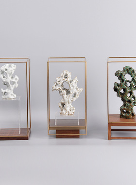 新中式禅意陶瓷太湖石装饰品样板房书柜书架摆件创意家居客厅摆设