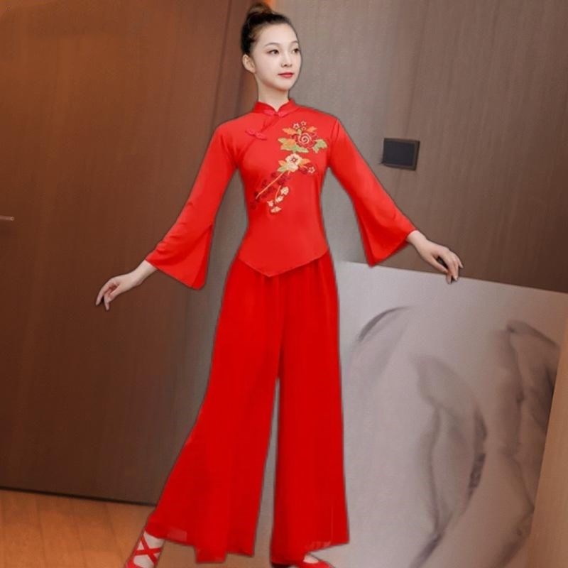 跳广场舞服装女新款套装2023秋季中老年秧歌服团体扇子舞蹈演出服