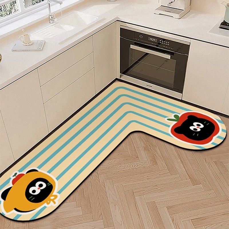 厨房卡通专用地垫L型硅藻泥吸水吸油防滑脚垫可擦洗长条地毯新款,居家布艺,厨房地垫,淘宝优惠券,粉丝福利购,淘宝优惠卷
