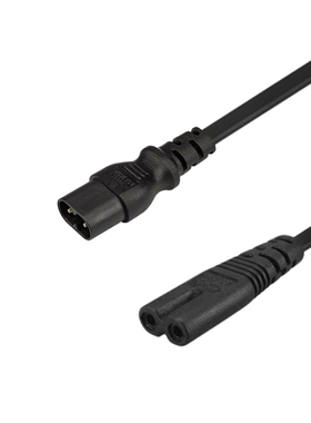 白色线 C7-C8 延长线8字尾弯头公转母电源线0.3米八字对接延长线