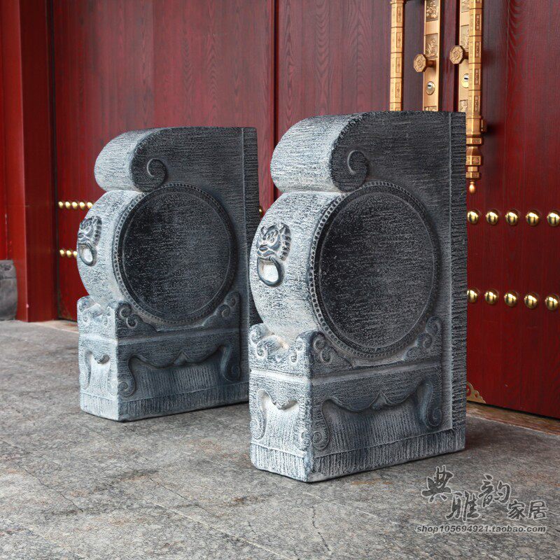 中国风石雕门墩抱鼓石仿古典石镇宅家用门当户对貔貅麒麟门口摆件