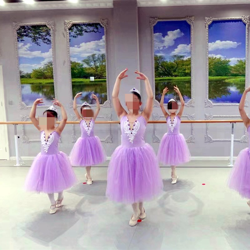 儿童芭蕾舞演出服长纱裙女童天鹅湖芭蕾舞演出服成人芭蕾舞蓬蓬裙