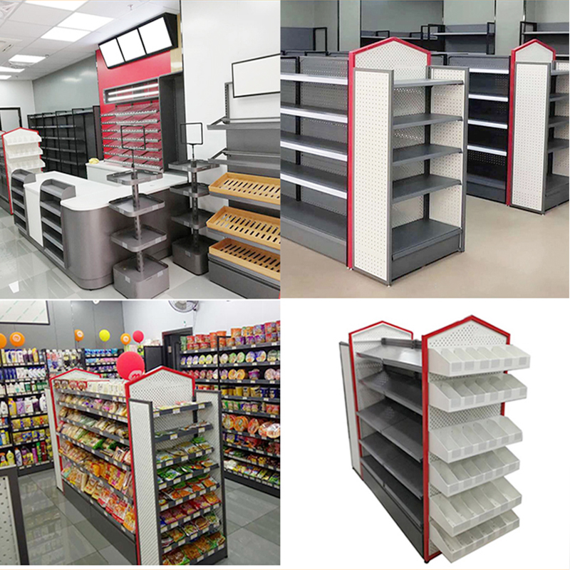 美宜佳超市便利店置物架多功能展示架中岛单双面方管拆装移动货架