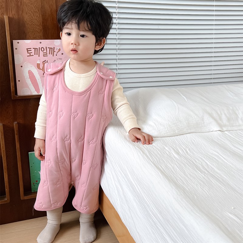 宝宝睡袍秋冬儿童连体睡衣婴幼儿夹棉羊毛蚕丝男童保暖背心睡袋