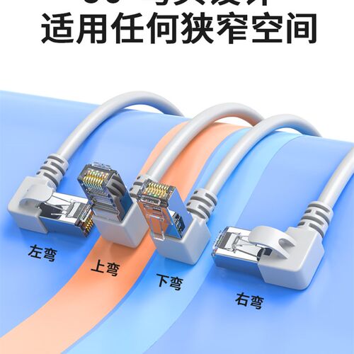 90弯头网线延长线宽带连接电脑网络六类千兆公对母rj45接头加长