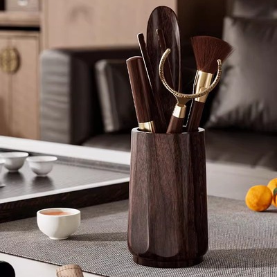 黑檀木茶艺茶道六君子高档套装泡茶专用茶台功夫茶具配件大全实木