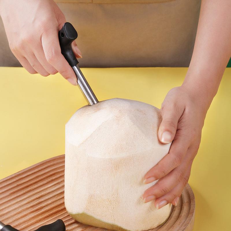 直销新款椰子开口器开椰子神器开椰壳工具钻孔器取椰肉刨不锈钢开