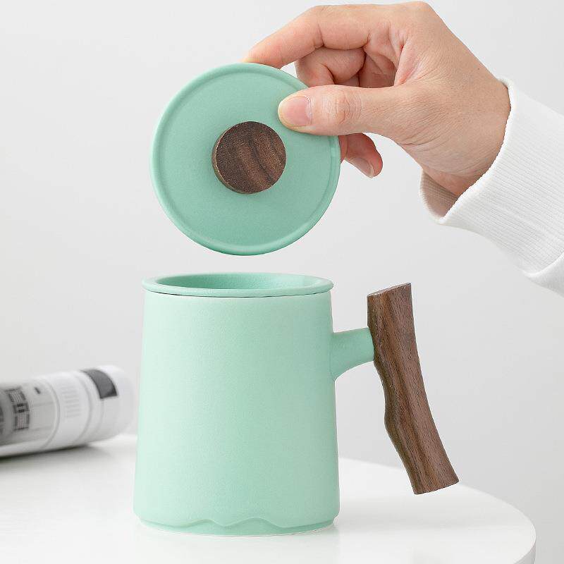 直销新款茶水分离泡茶杯高颜值陶瓷水杯家用马克杯带盖过滤办公室