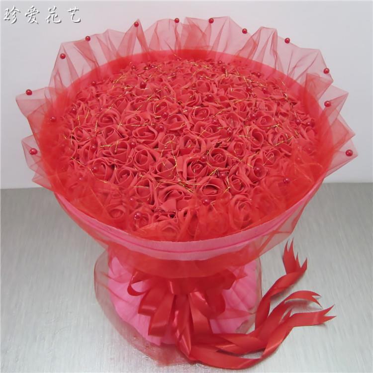 直销新款99朵仿真玫瑰花束IOU七夕情人节520送女友生日毕业创意礼
